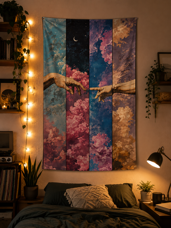 Two Hands Aesthetic Art Tapestry
