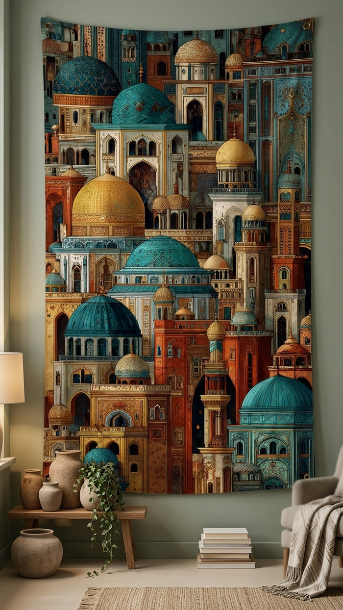 Colored Islamic Architecture Wall Tapestry