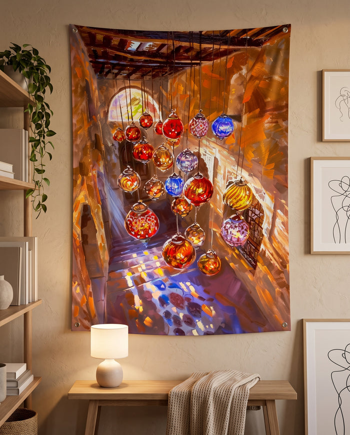 Persian Lantern Bazaar Wall Tapestry