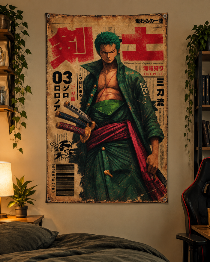 Zoro Wanted Poster Wall Tapestry