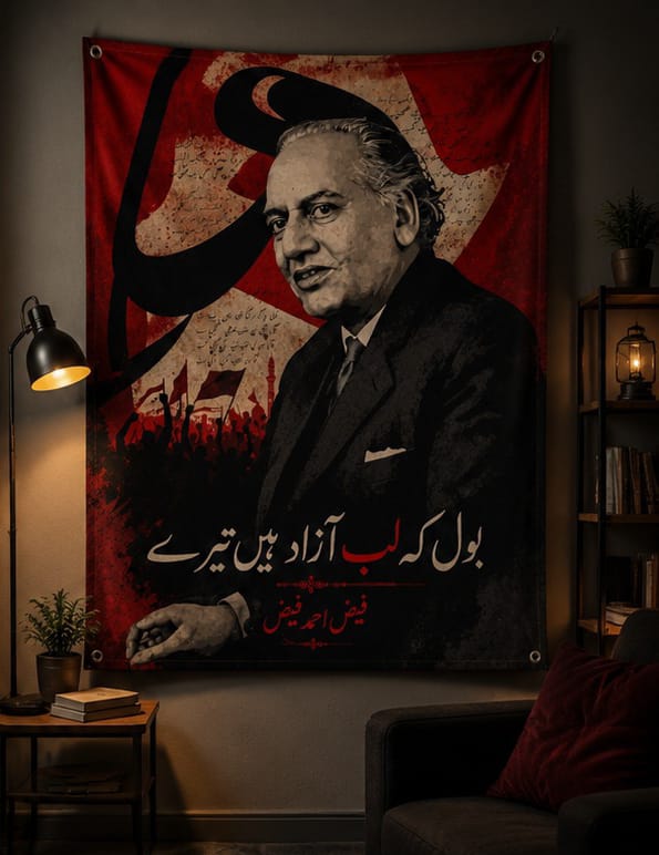 Faiz Ahmad Faiz Poetry Wall Tapestry