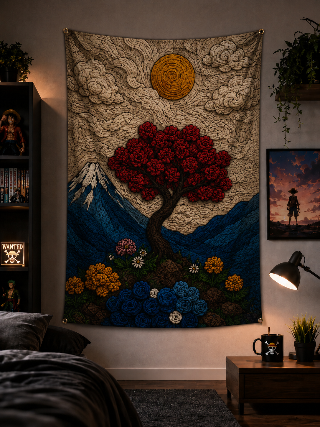 Red Tree Imagination Wall Tapestry