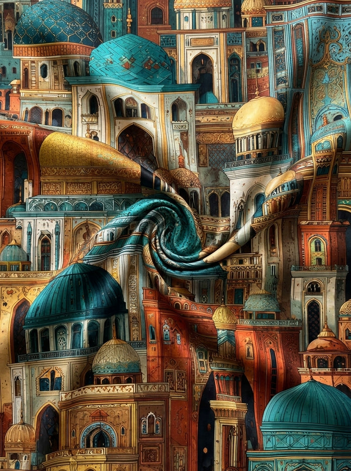 Colored Islamic Architecture Wall Tapestry