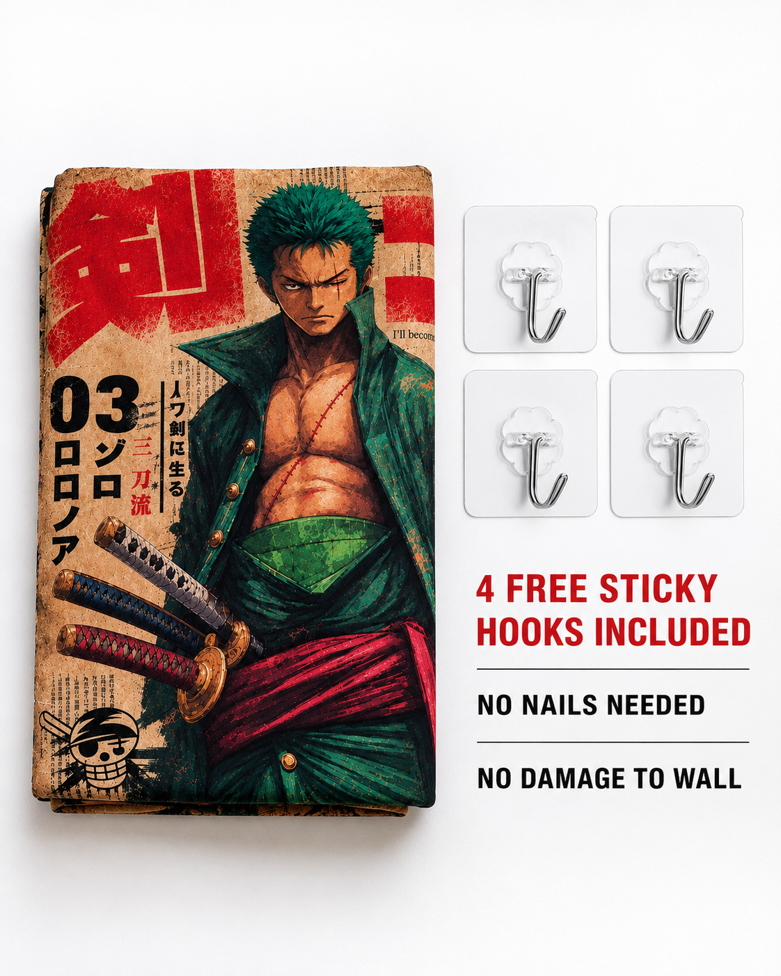Zoro Wanted Poster Wall Tapestry