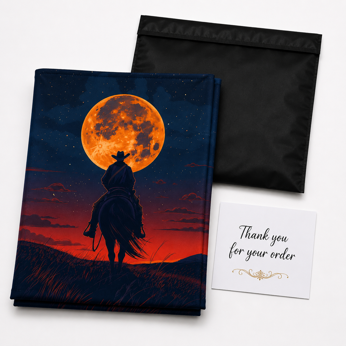 Horse Rider Moonlight Art Tapestry
