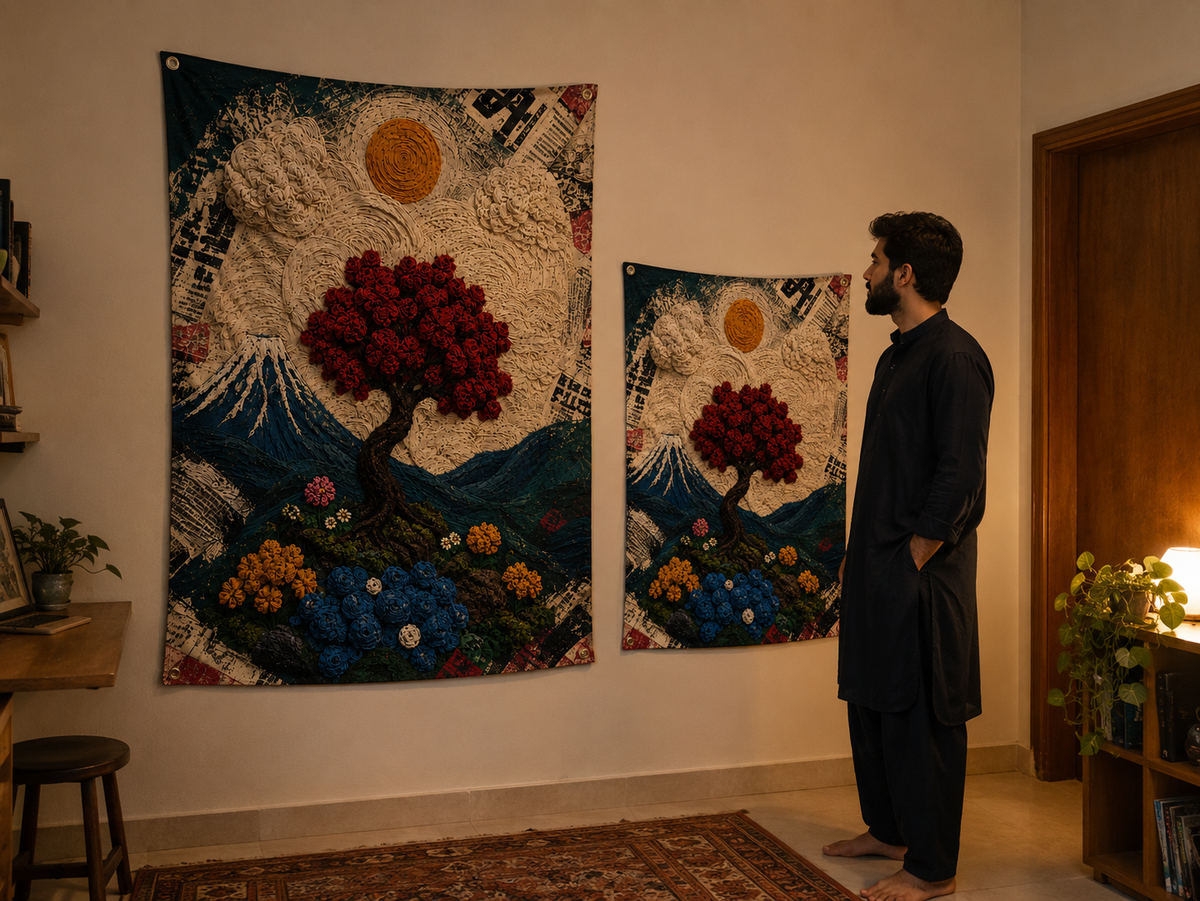 Red Tree Imagination Wall Tapestry