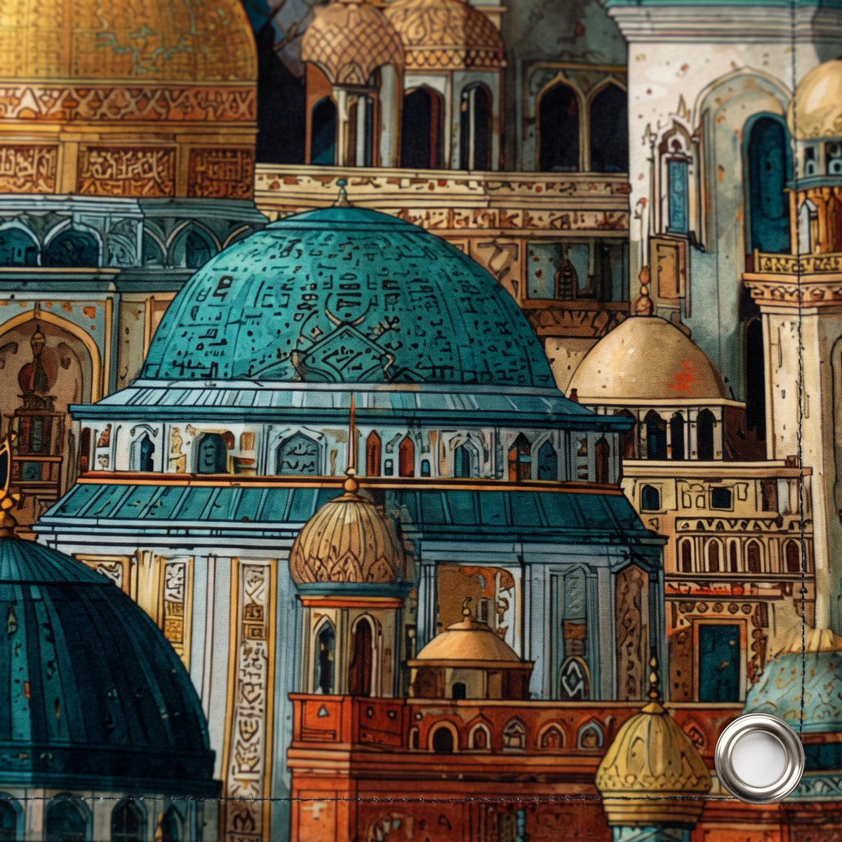 Colored Islamic Architecture Wall Tapestry
