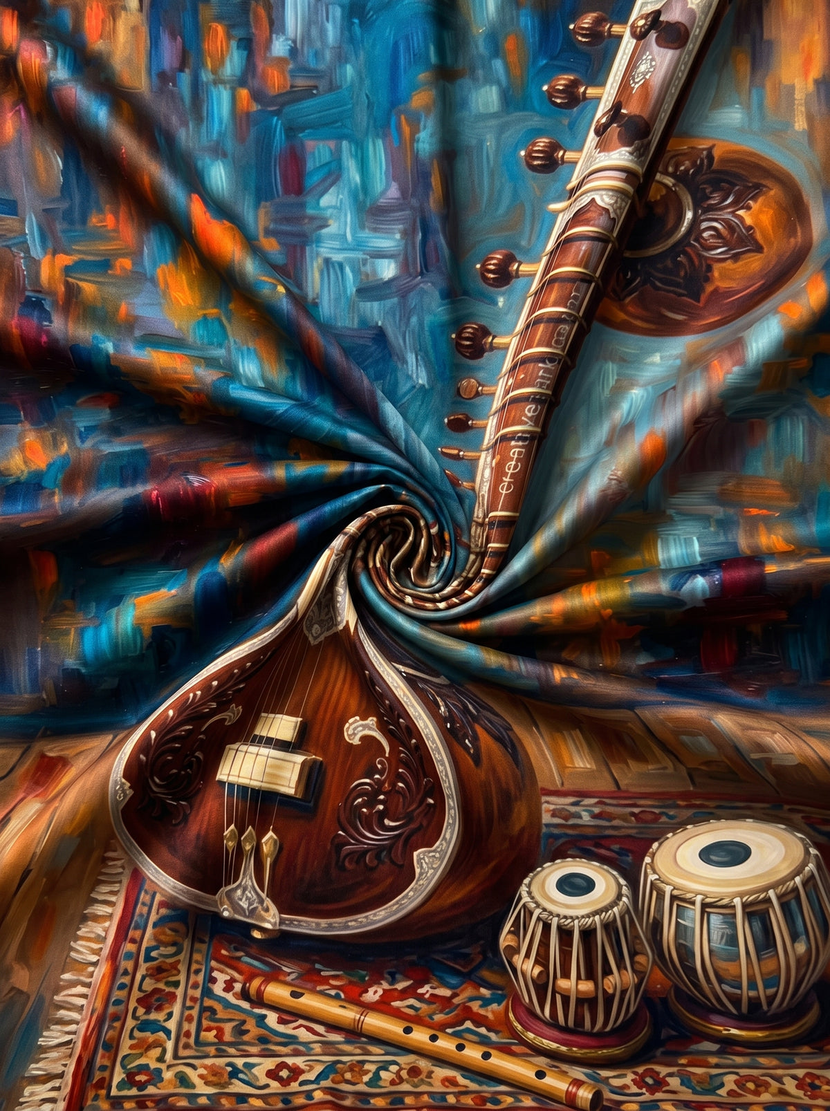 Vintage Guitar Pakistani Tapestry