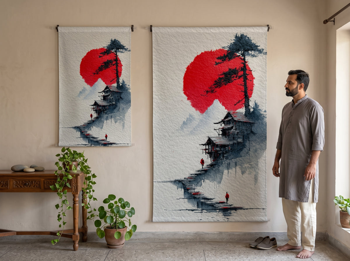 Red Sun Wall Tapestry