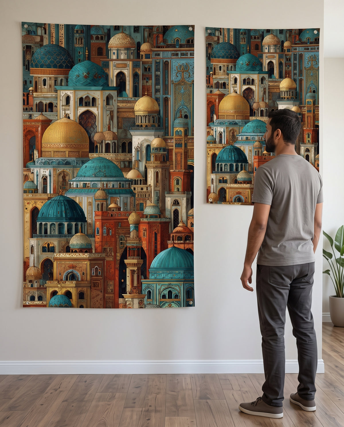 Colored Islamic Architecture Wall Tapestry